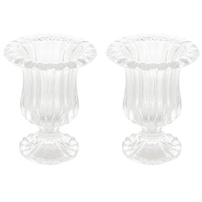 2 Vasos de Vidro Decorativo Lyor Renaissance Pequenos 11x14,5cm para Flores Hall de Entrada