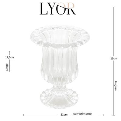 Vaso de Vidro para Flores Decoração 11x14,5cm Escritório Sala Hall de Entrada Lyor