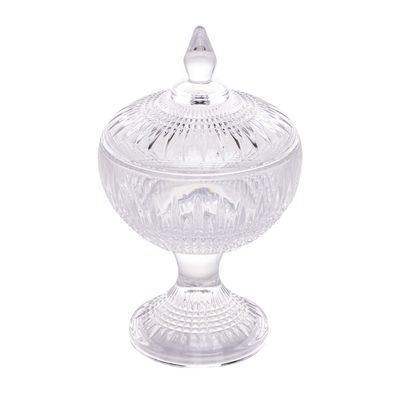 Potiche Decorativo Wolff Queen em Cristal com Pé Transparente