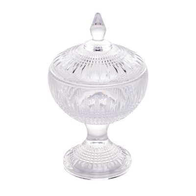 Potiche Decorativo Wolff Queen em Cristal com Pé Transparente