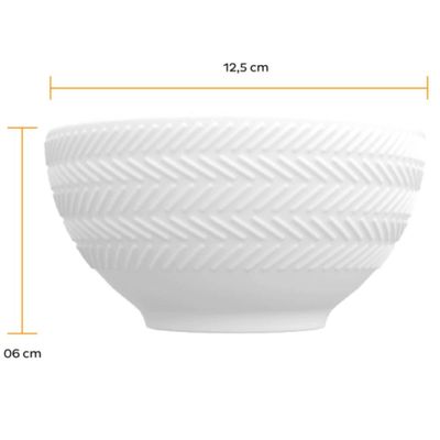 Bowl Tigela Porcelana 400ml Branca Relevo Chevron Germer Caldos Sopas Sobremesas