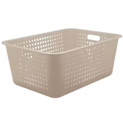 Kit 02 Caixas Organizadoras 40 Litros Cestos Organizadores em Plástico OU Bege