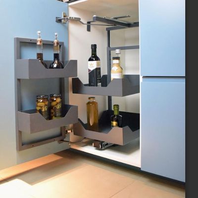 Coluna Deslizante Baixa 4 Bandejas 83cm Cinza Ajustáveis Organizador Cozinha Masutti
