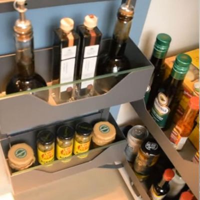 Coluna Deslizante Baixa 4 Bandejas 83cm Cinza Ajustáveis Organizador Cozinha Masutti