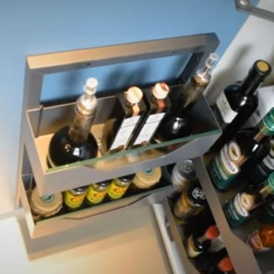 Coluna Deslizante Baixa 4 Bandejas 83cm Cinza Ajustáveis Organizador Cozinha Masutti