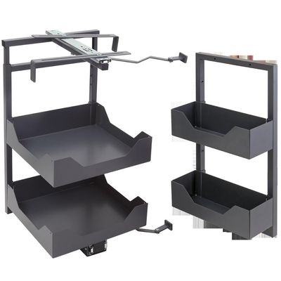Coluna Deslizante Baixa 4 Bandejas 83cm Cinza Ajustáveis Organizador Cozinha Masutti