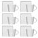 Conjunto 6 Xícaras Café Chá Porcelana Branca 185ml Píres Quadrado Americana Germer