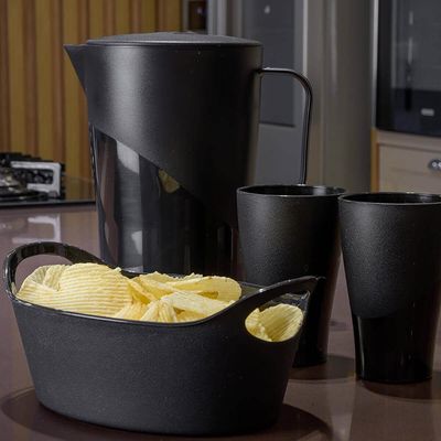 Kit 48 Cestos para Servir Batata Frita Porções Preto 28x12cm Restaurante Bar Lancheria Plus M Uz Utilidades