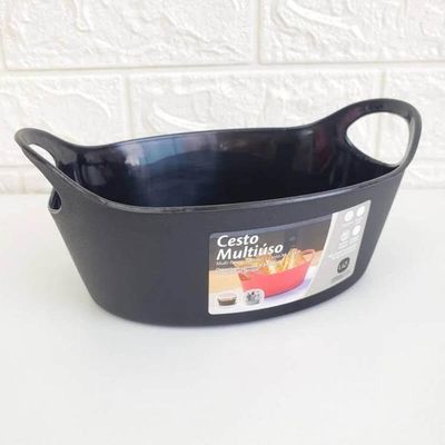 Kit 48 Cestos para Servir Batata Frita Porções Preto 28x12cm Restaurante Bar Lancheria Plus M Uz Utilidades