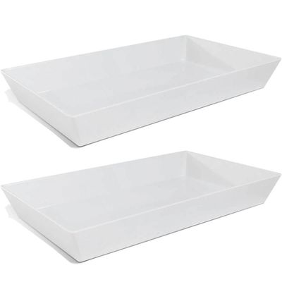 Kit 2 Travessas Melamina 53x32cm Branca Restaurante Buffet Haus Concept