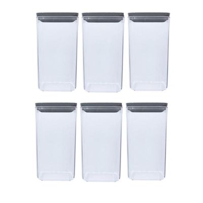 Kit 6 Potes Herméticos Retangulares 1,5L cada Plástico Plasvale Porta Mantimentos Transparente