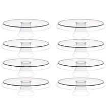 Kit 8 Bases Porta Bolos Tortas Doces 30cm com Pé Transparente Glassy Crippa