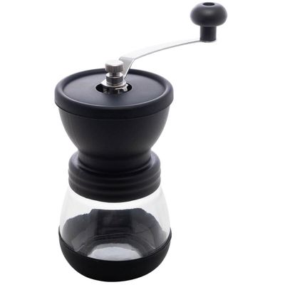 Moedor Manual de Café Inox Lyor Porta Pó Extra Vidro Removível 9,5cm Preto