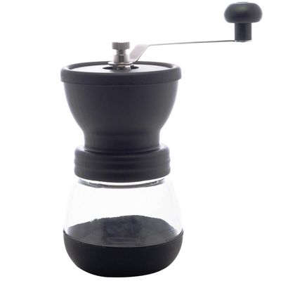 Moedor Manual de Café Inox Lyor Porta Pó Extra Vidro Removível 9,5cm Preto
