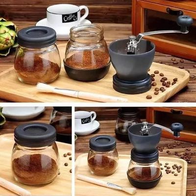 Moedor Manual de Café Inox Lyor Porta Pó Extra Vidro Removível 9,5cm Preto