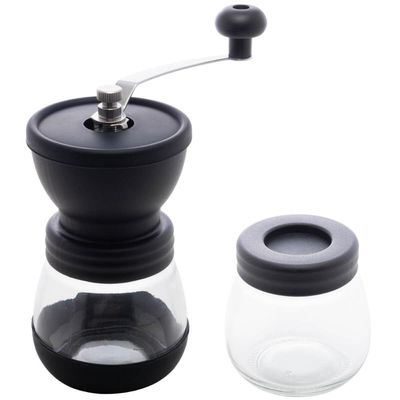 Moedor Manual de Café Inox Lyor Porta Pó Extra Vidro Removível 9,5cm Preto