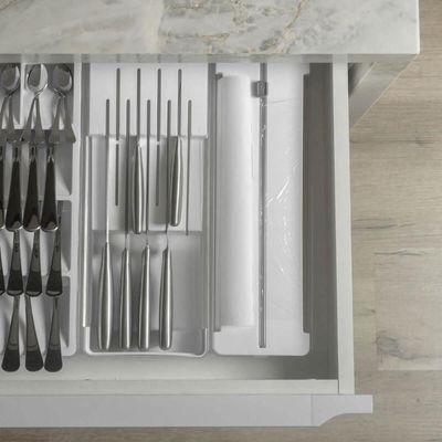 Porta Rolos Cortador Duplo Plástico PCV Alumínio Clear Branco Ou Organizador
