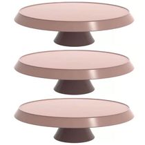 Kit 3 Bases Porta Bolos Tortas Doces 30cm Boleira com Pé Crippa Amêndoa