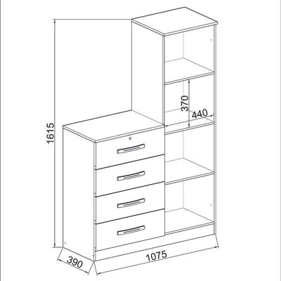 Comoda Aurora 4 Gavetas 1 Porta Freijo - Off White