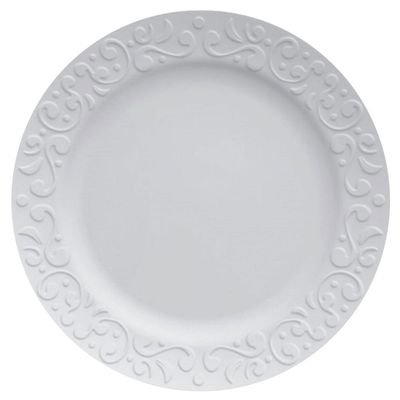 Prato Raso Redondo 26,5cm em Porcelana com Relevo Tassel Germer Branco