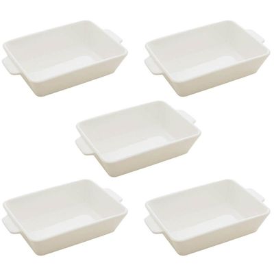 Kit 5 Travessas Porcelana Branca 750ml Lyor Refratários Serv