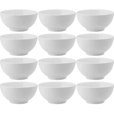 12 Bowls de Melamina Branca 400ml Restaurante 12,5x6cm Serata Açaí Frutas Tigela