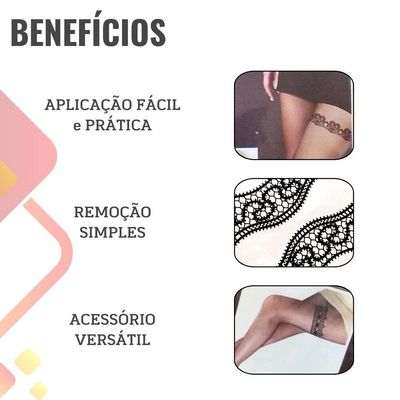 Tatuagem Temporária Halloween Adesivo Renda - 1 Unidade