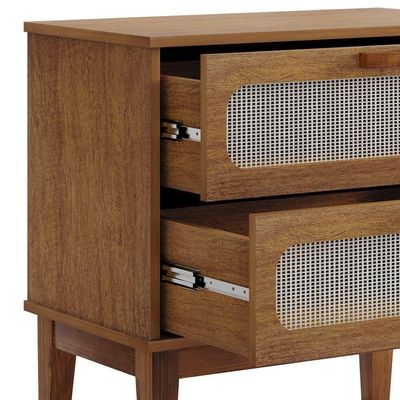Mesa De Cabeceira Santorini 2 Gavetas 60 Cm Amêndoa - Bege