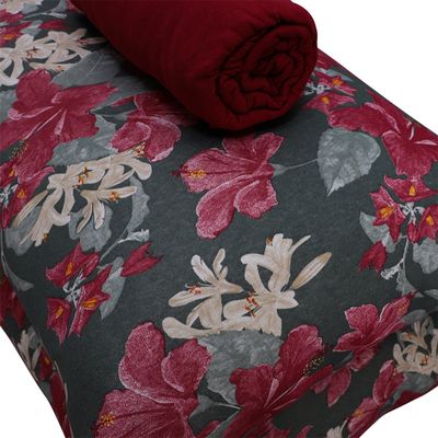 Jogo de Cama Queen Portallar Malha 100% Algodão Nápoles 3 Peças Vermelho