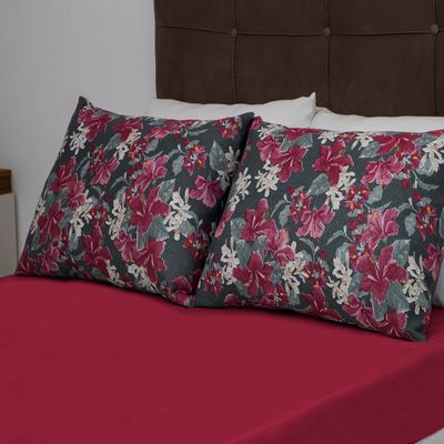 Jogo de Cama Queen Portallar Malha 100% Algodão Nápoles 3 Peças Vermelho