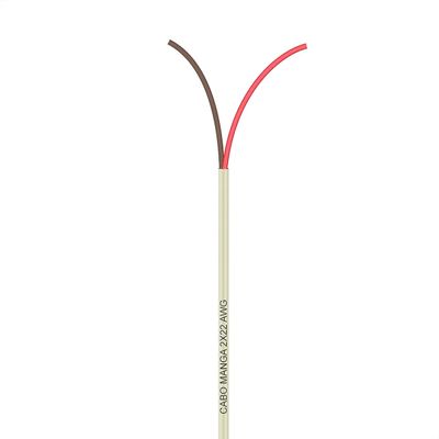 Cabo Manga 2X22 AWG - sem Blindagem Bege - 1 Metro