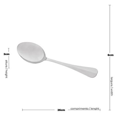 Colher em Aço Inox para Servir Positano 26cm Lyor Colher de Arroz Sobremesas Assados Prateada