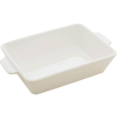 Kit 3 Refratários de Porcelana Brancas com Alças 28x17cm Basic Lyor Assadeiras Travessas