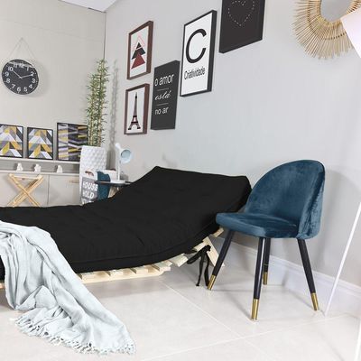Futon Casal Tokio Sofa Cama Preto Acquablock Com Madeira Maciça