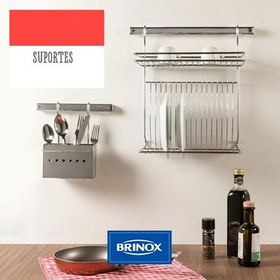 Suporte Em Barra 40cm Para Cozinha Utensilio Aço Inox Brinox
