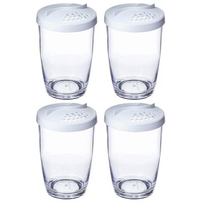 Kit 4 Queijeiras Farinheiras Plásticas com Tampa 350ml Branc