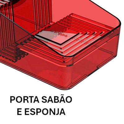 Porta Detergente com Suporte para Sabão e Esponja Vermelho Smart S Crippa Pia Cozinha