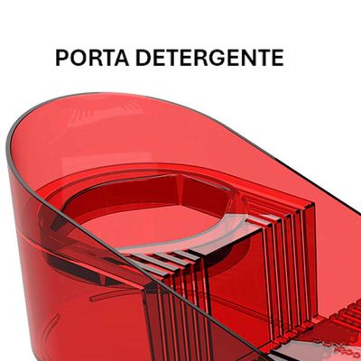 Porta Detergente com Suporte para Sabão e Esponja Vermelho Smart S Crippa Pia Cozinha