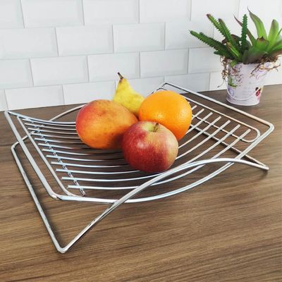 Fruteira Retangular De Mesa Revisteira De Aramado Cromado Diana Schmitt