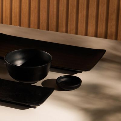 Molheira Porta Shoyu Melamina Tóquio Preto Lyor 40ml Ramekin Redondo para Servir Molhos