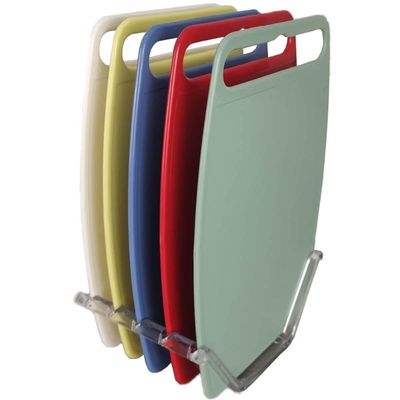 Conjunto 5 Tábuas de Corte com Suporte para Cozinha Coloridas 26x18cm Pequenas Cinquetti
