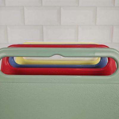 Conjunto 5 Tábuas de Corte com Suporte para Cozinha Coloridas 26x18cm Pequenas Cinquetti