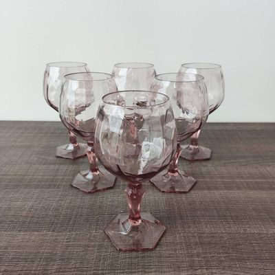 Conjunto 6 Taça Para Água Suco 350ml Plástico UZ Tango Translucida Rosa