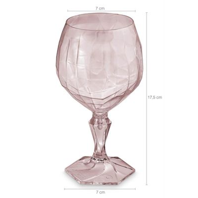 Conjunto 6 Taça Para Água Suco 350ml Plástico UZ Tango Translucida Rosa