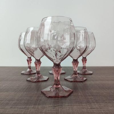 Conjunto 6 Taça Para Água Suco 350ml Plástico UZ Tango Translucida Rosa