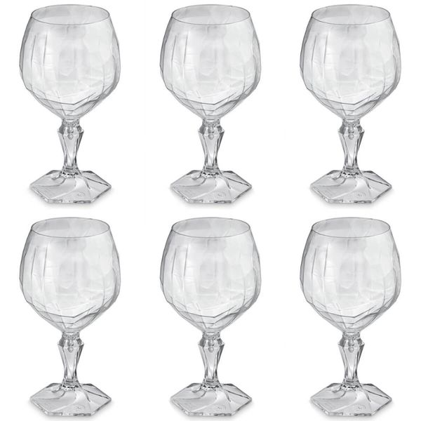 Conjunto 6 Taça Para Água Suco 350ml Plástico UZ Tango Translucida Transparente