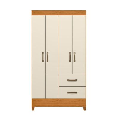Guarda-Roupa Solteiro Palumóveis Mobi com Cabideiro, 4 Portas de Bater e 2 Gavetas Bege