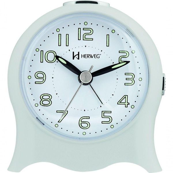 Relógio Despertador Quartz Silencioso Pilha Luz Branco - Branco