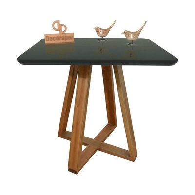 Mesa Jantar Base X Tampo Retangular Laca Com Vidro 120x80cm Preto