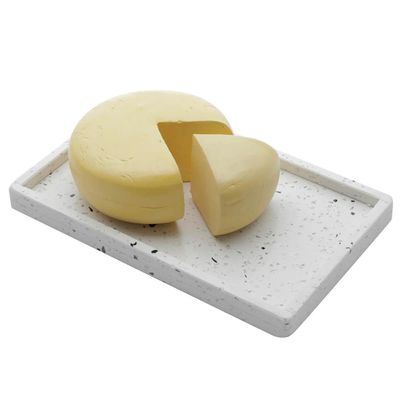 Bandeja de Mármore Terrazzo Lyor 26,5x17x2cm Decorativa Retangular Branca Casa Banheiro